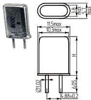 Кварцевый резонатор в корпусе HC50U с жесткими выводами
