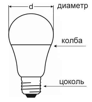 Цоколь и колба светодиодной лампы